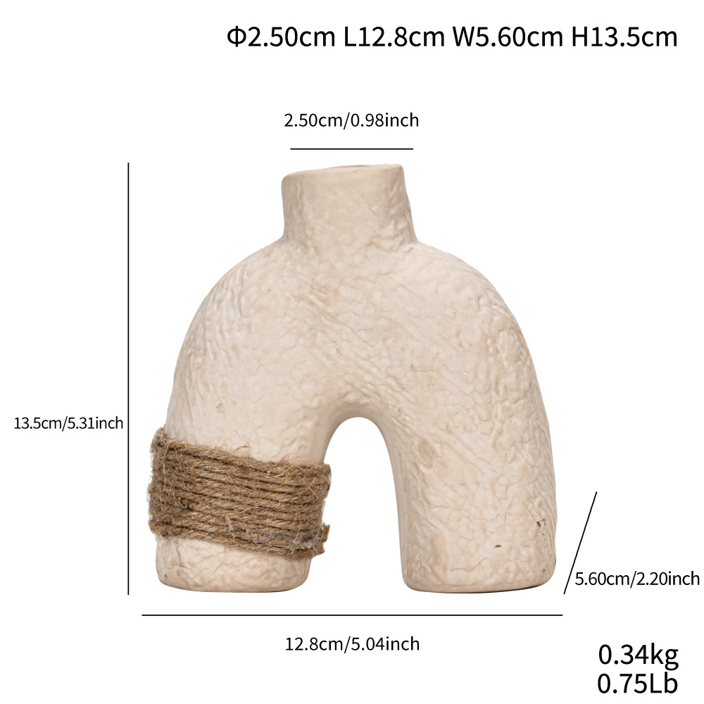 Ceramic crafts vegetarian fired earth glaze straps small vase three-piece set indoor home decorations - Image 10