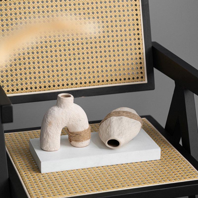 Ceramic crafts vegetarian fired earth glaze straps small vase three-piece set indoor home decorations - Image 2