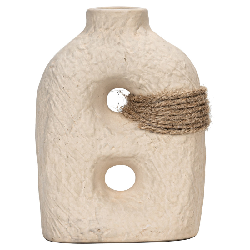 Ceramic crafts vegetarian fired earth glaze straps small vase three-piece set indoor home decorations - Image 3