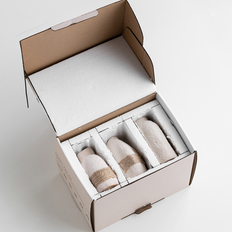 Ceramic crafts vegetarian fired earth glaze straps small vase three-piece set indoor home decorations - Image 4