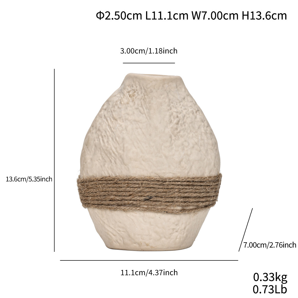 Ceramic crafts vegetarian fired earth glaze straps small vase three-piece set indoor home decorations - Image 5