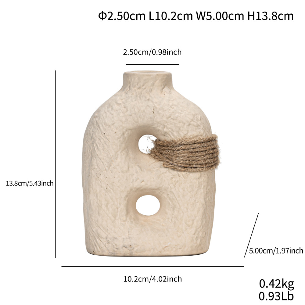 Ceramic crafts vegetarian fired earth glaze straps small vase three-piece set indoor home decorations - Image 7