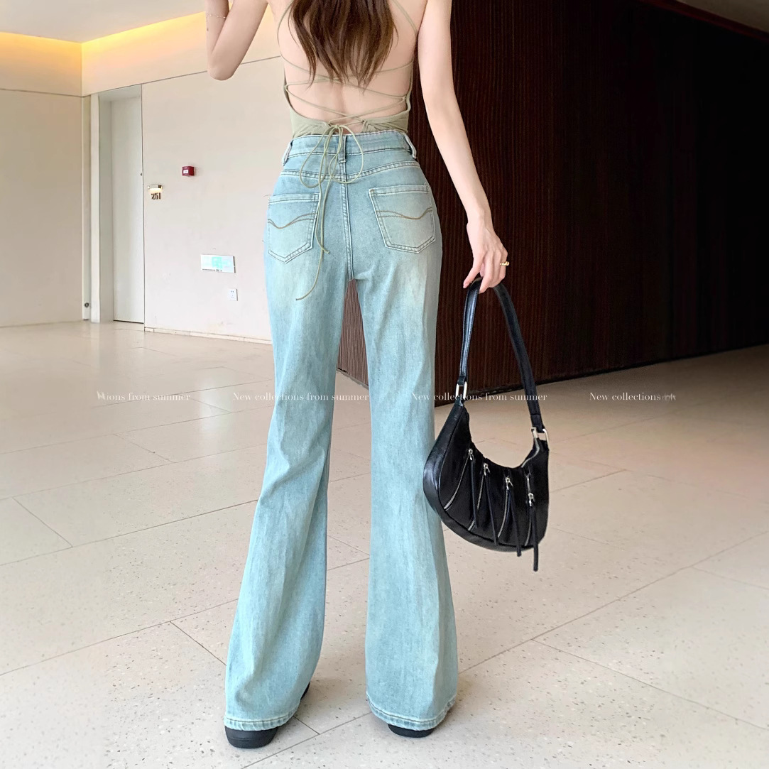 Real shot of summer high-waist stretch versatile jeans for women with slim slim trousers - Image 5