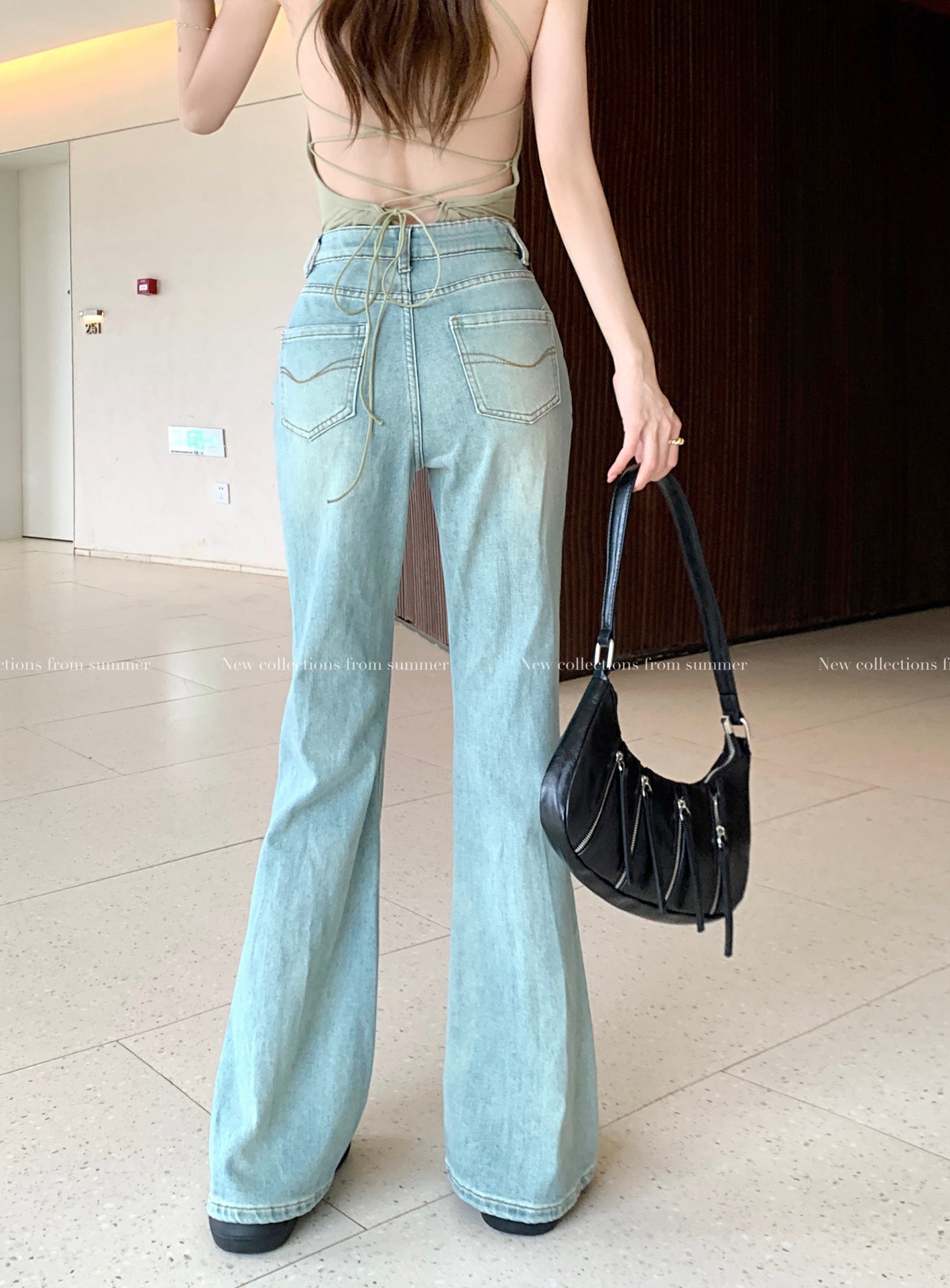 Real shot of summer high-waist stretch versatile jeans for women with slim slim trousers - Image 7