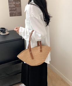 Pastoral grass weaving bag summer vacation lightweight beach bag one-shoulder armpit bag tote women's bag