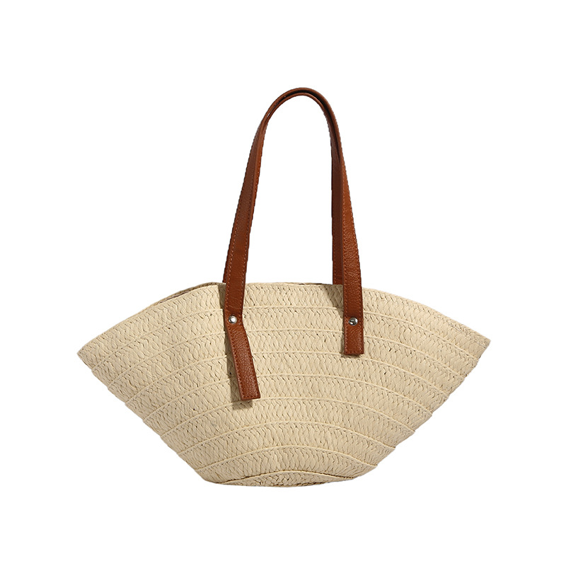 Pastoral grass weaving bag summer vacation lightweight beach bag one-shoulder armpit bag tote women's bag - Image 6