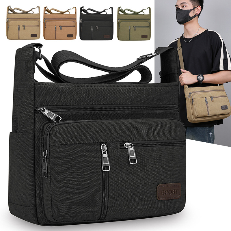 Thickened canvas bags, extra thick bags, men's shoulder bags, office workers' backpacks, fashionable crossbody bags, men's bags - Image 2