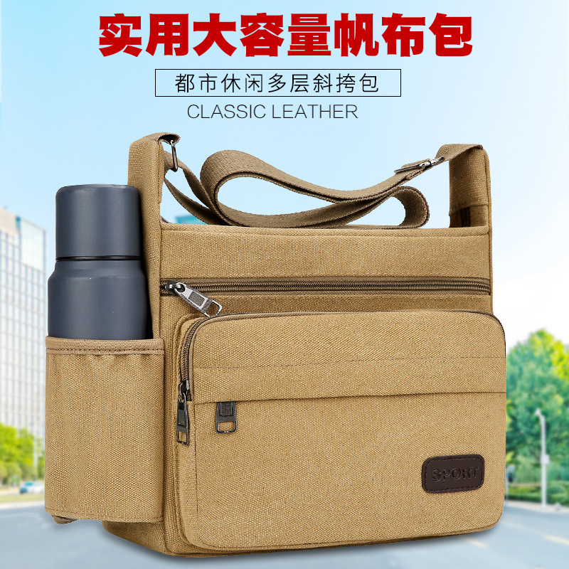 Thickened canvas bags, extra thick bags, men's shoulder bags, office workers' backpacks, fashionable crossbody bags, men's bags - Image 4