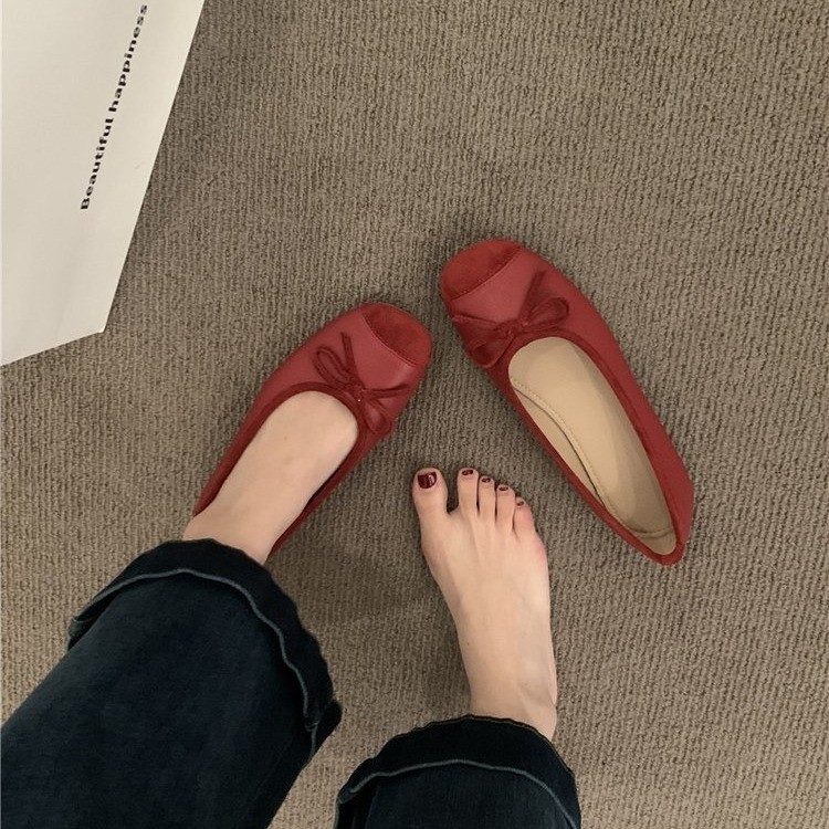 Evening breeze bow flat shoes with one foot single shoes Japanese grandma shoes spring and summer beans shoes mother women's shoes - Image 6