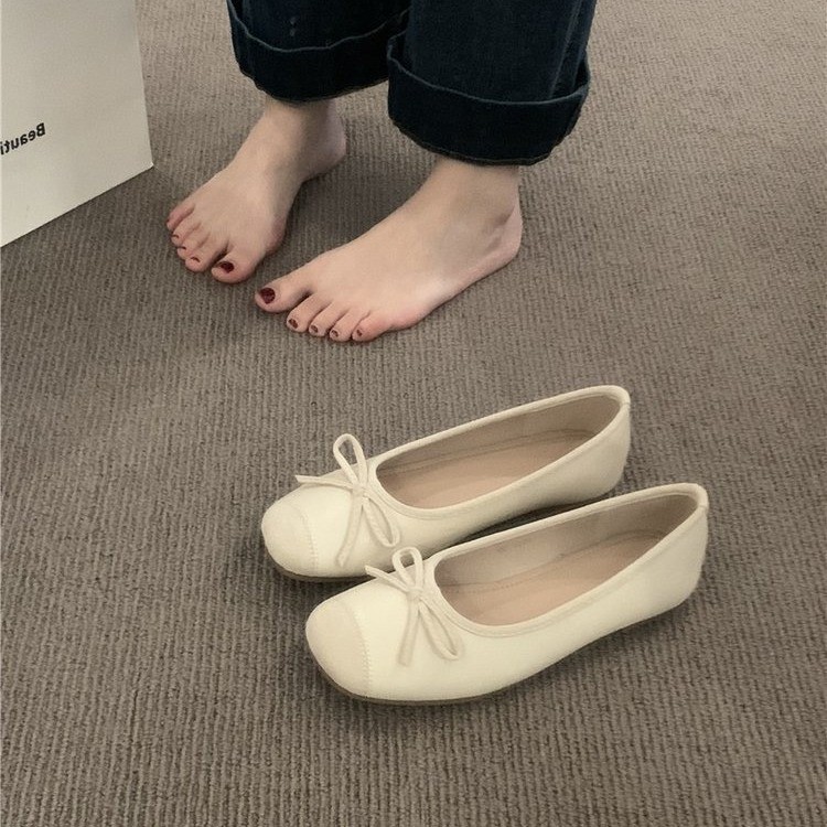Evening breeze bow flat shoes with one foot single shoes Japanese grandma shoes spring and summer beans shoes mother women's shoes - Image 7