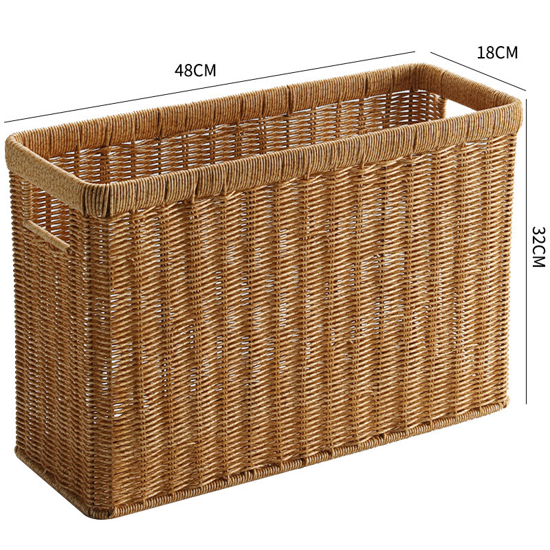 Japanese magazine basket imitation rattan storage basket woven basket rectangular storage basket debris sorting basket - Image 10