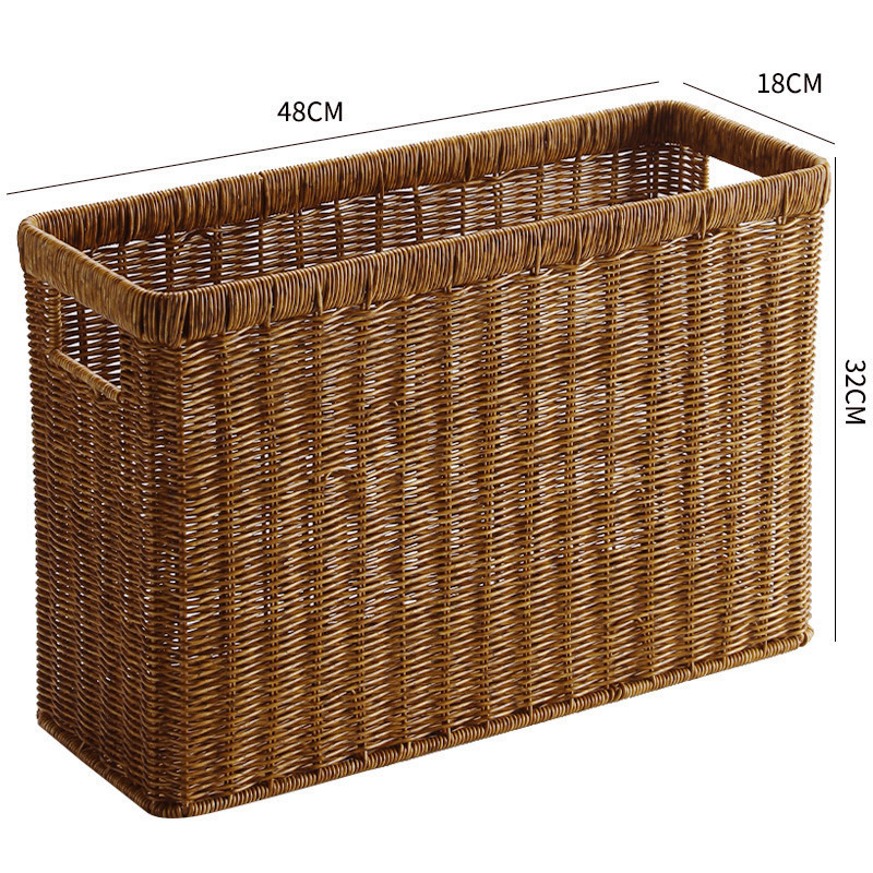 Japanese magazine basket imitation rattan storage basket woven basket rectangular storage basket debris sorting basket - Image 16