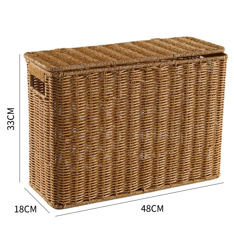 Japanese magazine basket imitation rattan storage basket woven basket rectangular storage basket debris sorting basket - Image 17