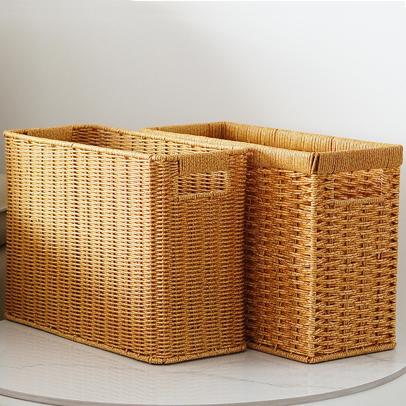 Japanese magazine basket imitation rattan storage basket woven basket rectangular storage basket debris sorting basket - Image 2