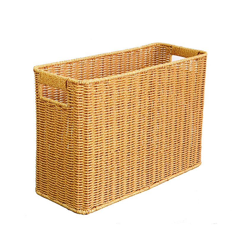 Japanese magazine basket imitation rattan storage basket woven basket rectangular storage basket debris sorting basket - Image 3