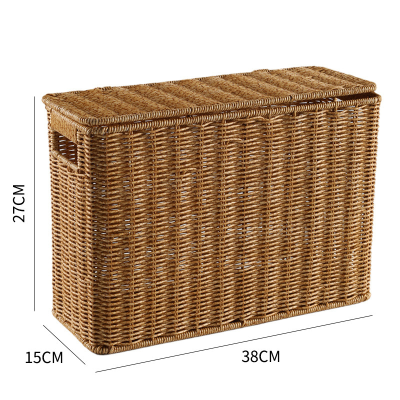 Japanese magazine basket imitation rattan storage basket woven basket rectangular storage basket debris sorting basket - Image 5