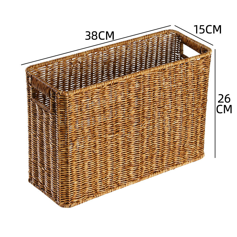 Japanese magazine basket imitation rattan storage basket woven basket rectangular storage basket debris sorting basket - Image 7