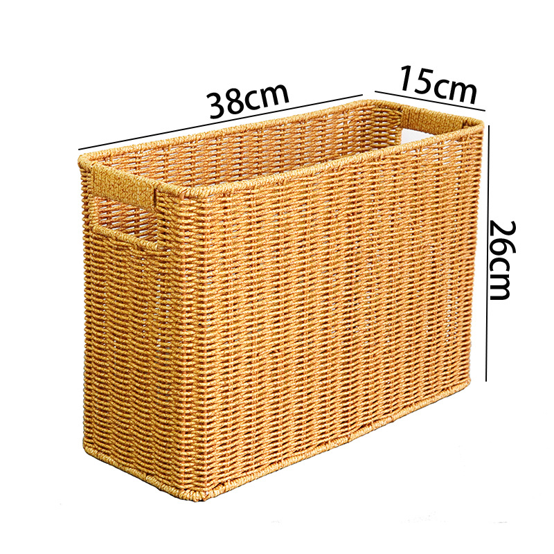 Japanese magazine basket imitation rattan storage basket woven basket rectangular storage basket debris sorting basket - Image 8