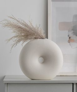 Wasabi style modern simple ceramic high-end bookshelf white matte art flower arrangement soft vase ornament