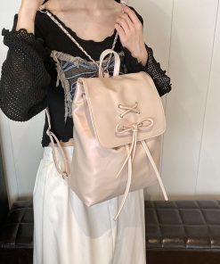 Ballet style bow backpack for women's trendy backpack cute handbag shoulder bag school bag