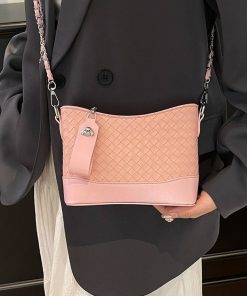 Diamond woven pattern bucket bag for women's crossbody bag summer fashion texture versatile shoulder bag