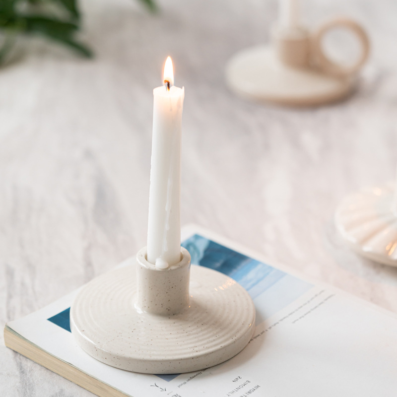Modern vegetative white glazed round ceramic home personalized candlestick decoration ornaments aromatherapy - Image 10