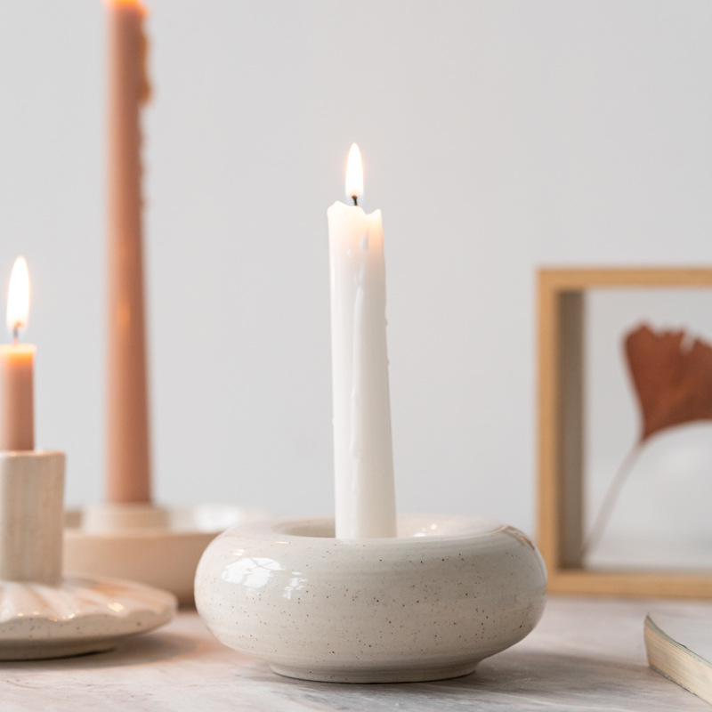 Modern vegetative white glazed round ceramic home personalized candlestick decoration ornaments aromatherapy - Image 2