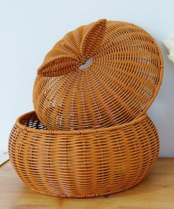 Orange storage tank with lid living room tea table fruit snack basket egg basket steamed bun basket tea storage box