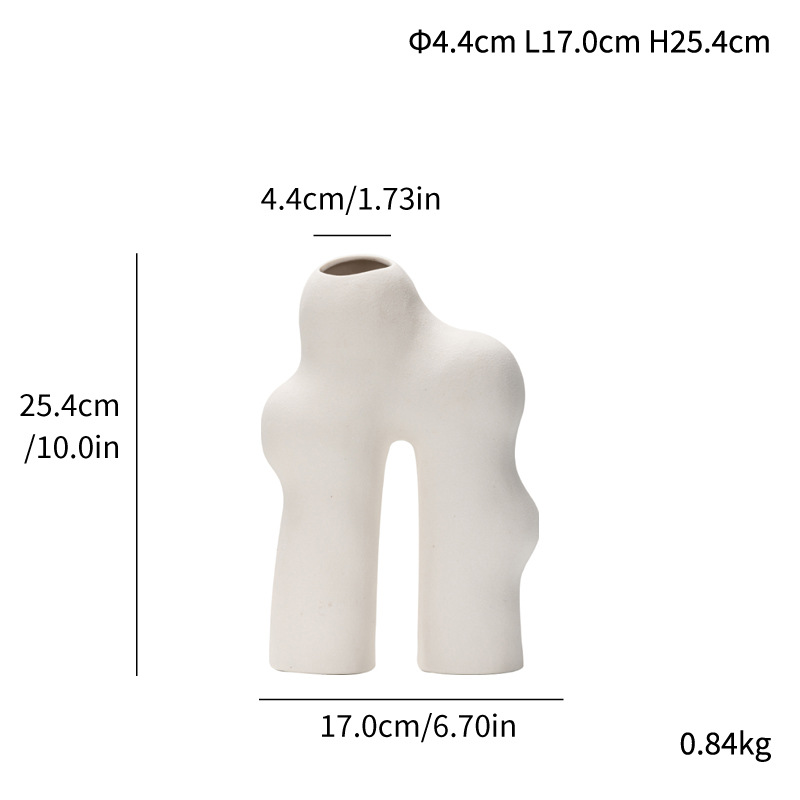 Ceramic special-shaped letters multi-diameter flower insert high-end sense white vase matte craft decoration ornament gift - Image 7