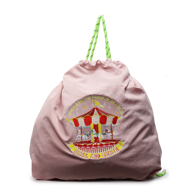 Japanese fashion brand fashion backpack cute cartoon environmentally friendly drawstring large capacity embroidery casual student bag - Image 6