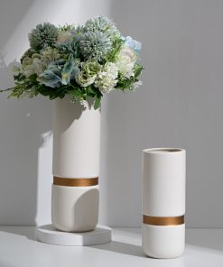 Round Japanese style gold-painted ceramic vase simple modern home decoration ornaments flowers fresh and elegant