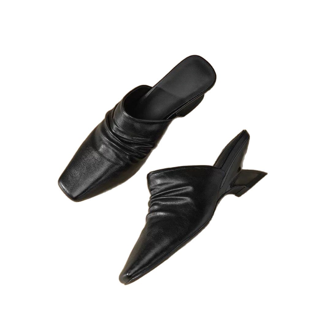 Muller slippers for women with toe half-tugging summer wear fashionable French style sandals for a fashionable - Image 5