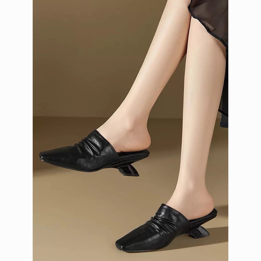 Muller slippers for women with toe half-tugging summer wear fashionable French style sandals for a fashionable - Image 9