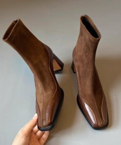 French retro slim boots high heel short boots for women in autumn and winter niche high-end slim legs fashion boots