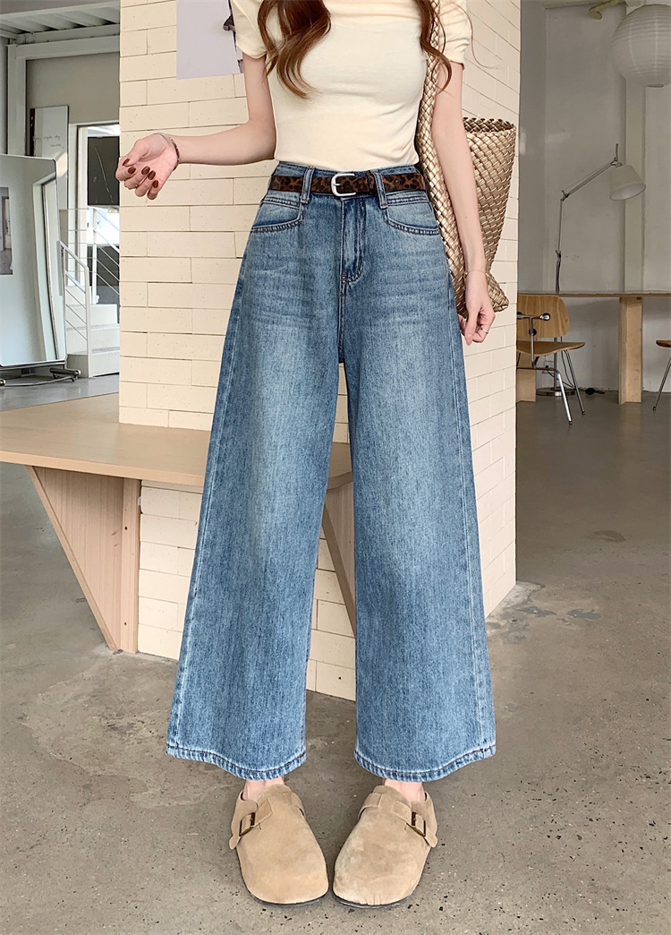 Real shot~ American retro wide-leg jeans for women in spring and summer high-waisted slimming versatile nine-point pants - Image 6