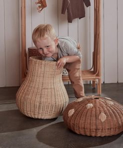 Mushroom-shaped laundry basket rattan storage basket plush toy storage box children's toys and debris storage box with lid