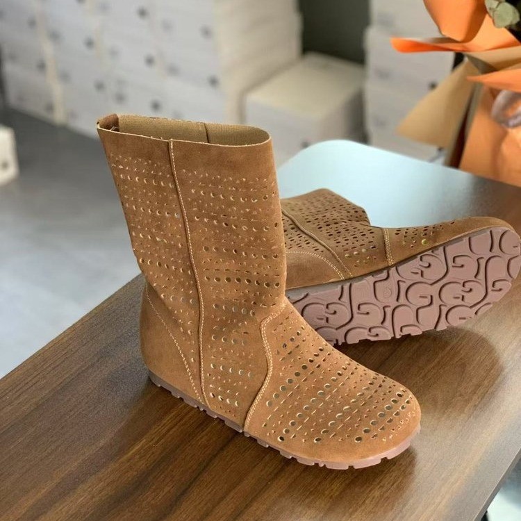 British style simple Maillard boots summer comfortable hollow breathable flat bottom sun boots short boots - Image 3