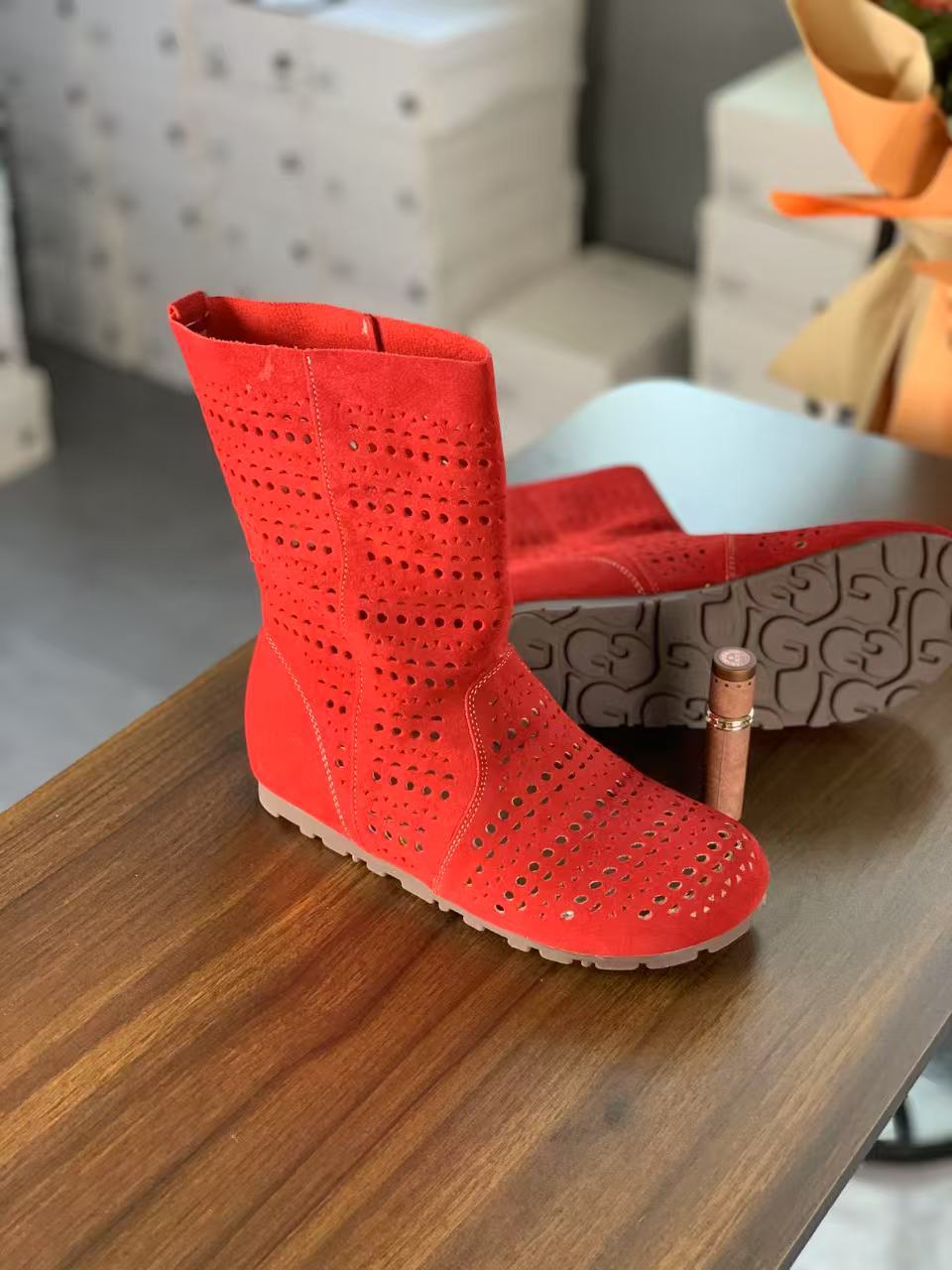 British style simple Maillard boots summer comfortable hollow breathable flat bottom sun boots short boots - Image 8