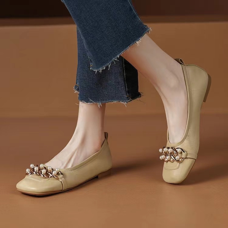 Single shoes for women's summer women's shoes temperament French beanie shoes square toe flat sole soft sole grandma shoes - Image 9