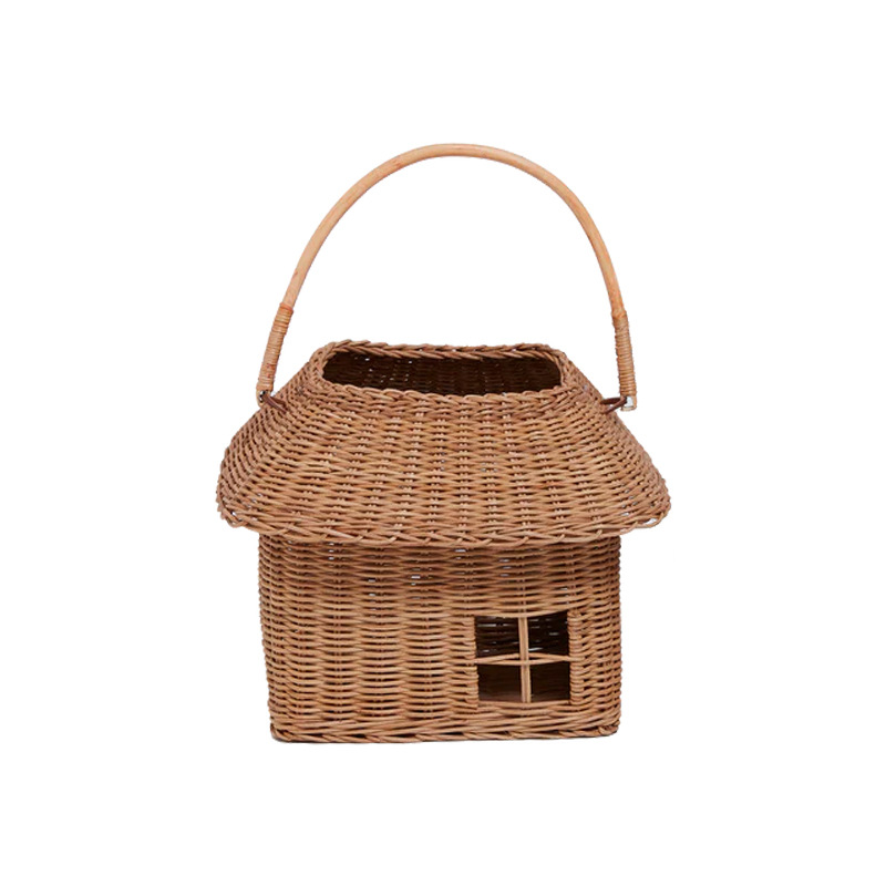 Fengteng weaving small house storage basket out toy handbag woven small flower basket children's photography props - Image 4