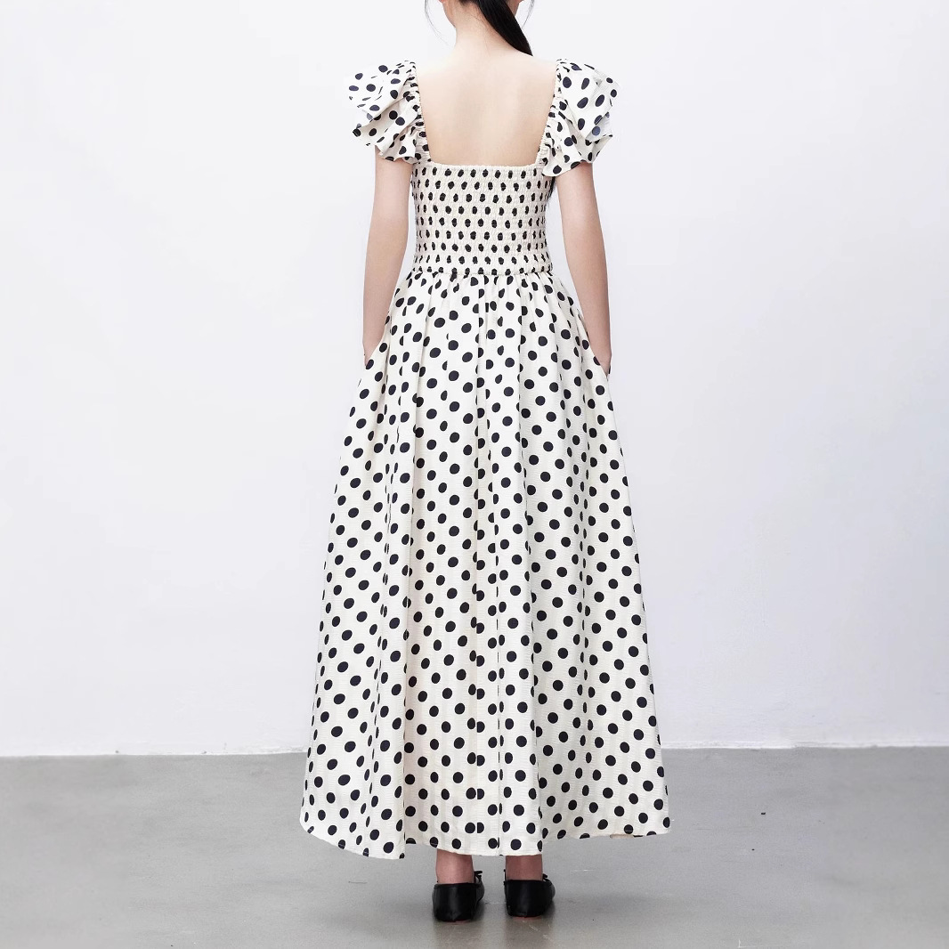 Yuzhi high-end polka dot dress summer pleated waist-hugging long skirt to make you look slim and elegant - Image 5