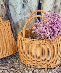 Imitation rattan picnic basket wedding flower boy carrying basket souvenir small flower basket pastoral picking basket weaving storage basket
