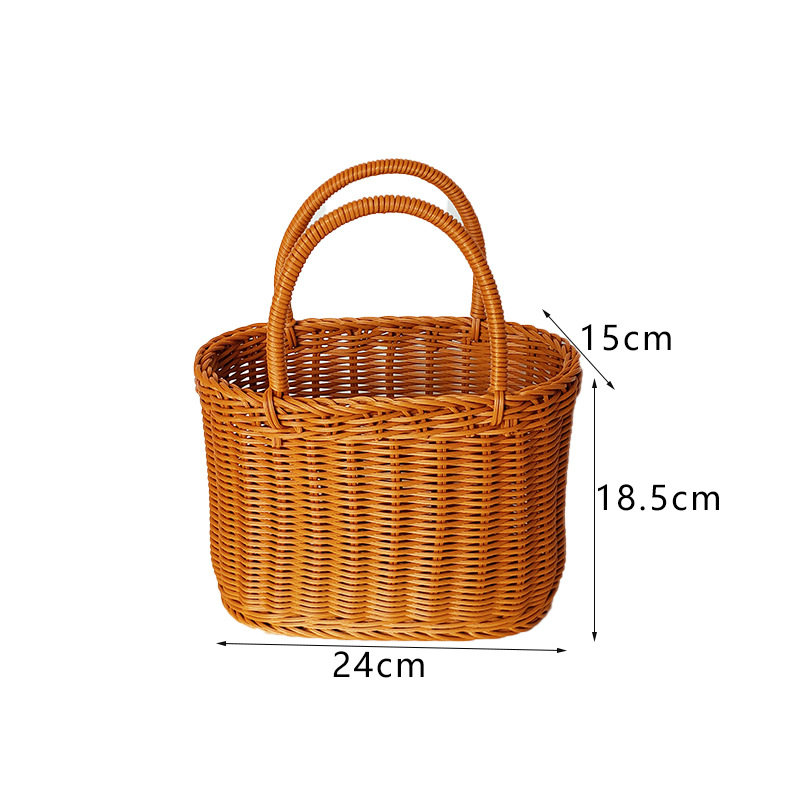 Imitation rattan picnic basket wedding flower boy carrying basket souvenir small flower basket pastoral picking basket weaving storage basket - Image 4