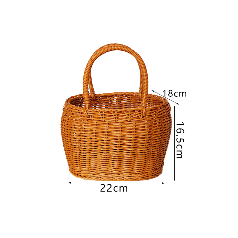 Imitation rattan picnic basket wedding flower boy carrying basket souvenir small flower basket pastoral picking basket weaving storage basket - Image 8