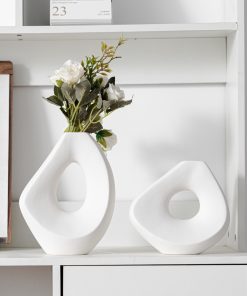 Modern simple geometric slanted ceramic vase flower pot style home decoration