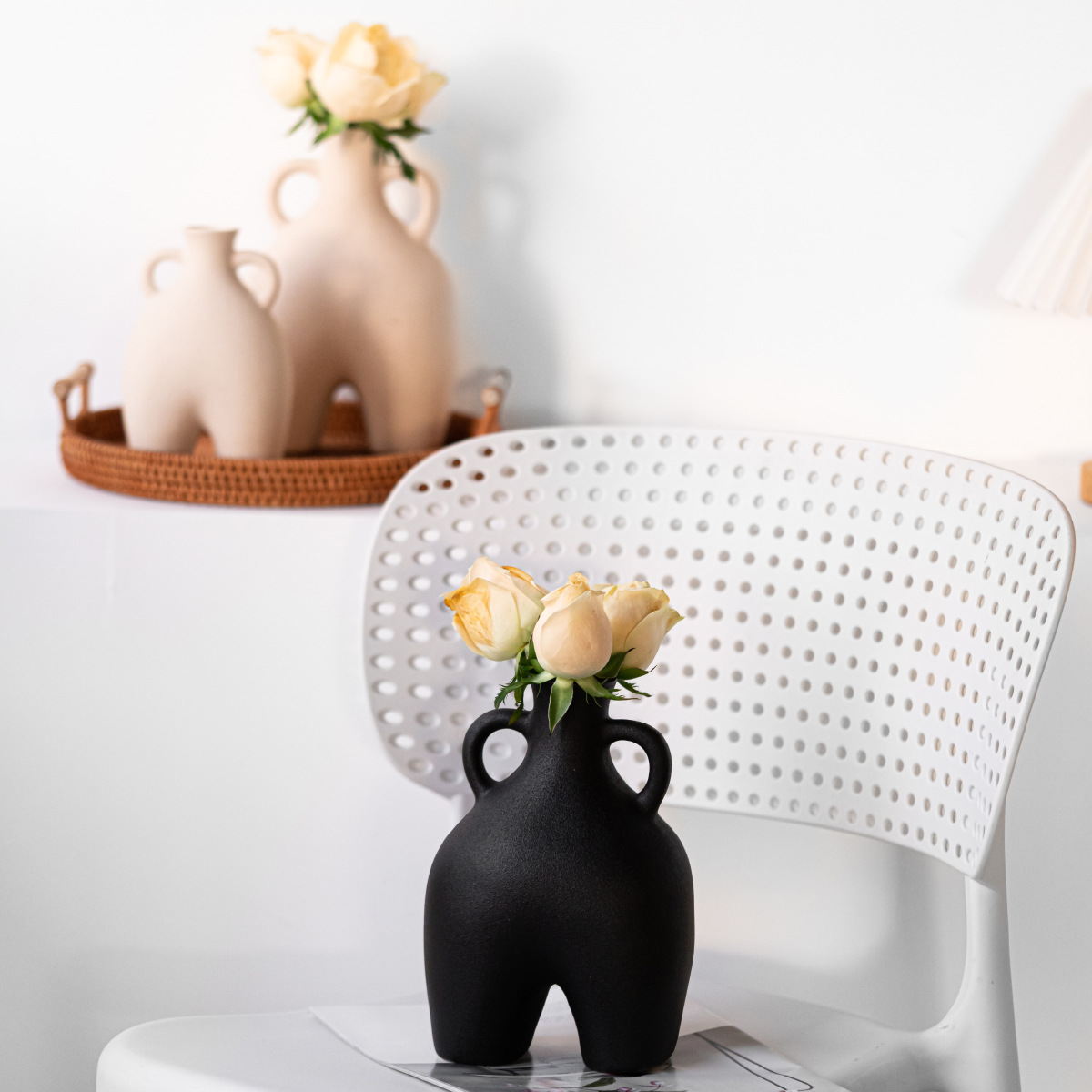 Ceramic European style abstract voxel burnt frosted vase with ears handmade home crafts ornaments style - Image 10