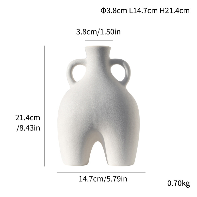 Ceramic European style abstract voxel burnt frosted vase with ears handmade home crafts ornaments style - Image 11