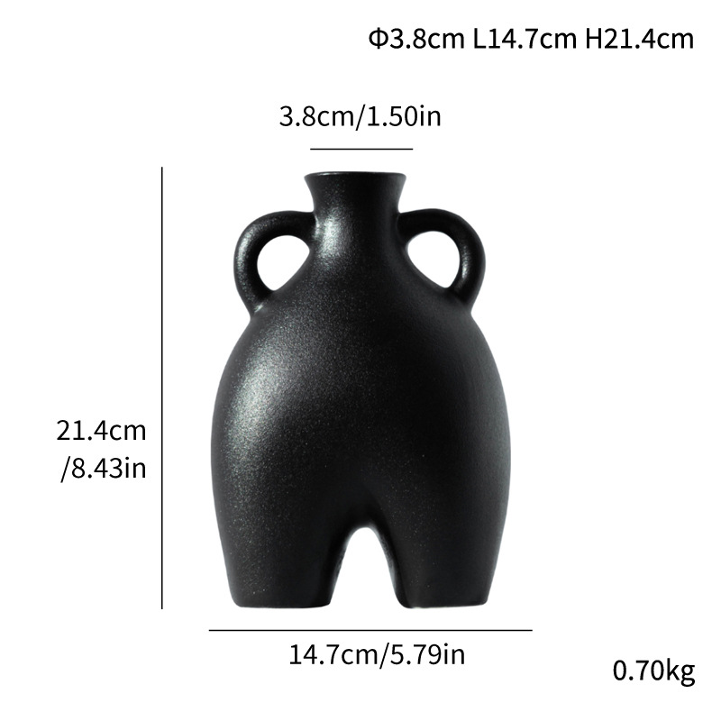 Ceramic European style abstract voxel burnt frosted vase with ears handmade home crafts ornaments style - Image 13