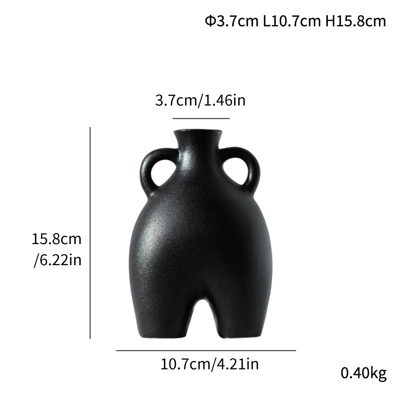 Ceramic European style abstract voxel burnt frosted vase with ears handmade home crafts ornaments style - Image 14