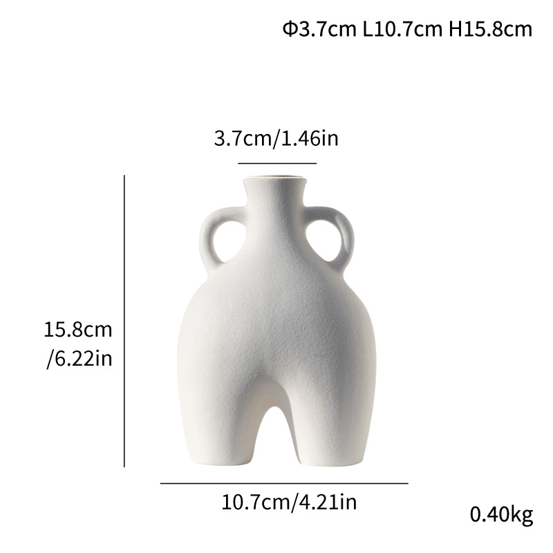 Ceramic European style abstract voxel burnt frosted vase with ears handmade home crafts ornaments style - Image 5